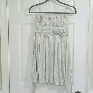 Pale green strapless semiformal dress